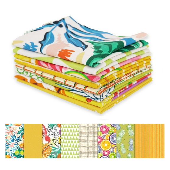 Soimoi 8 Pc Fat Quarter Bundle,Tropical SummerPrint 18"x 22"DIY Patchwork-100% CottonPre-Cut Quilting Fabric Multicolor