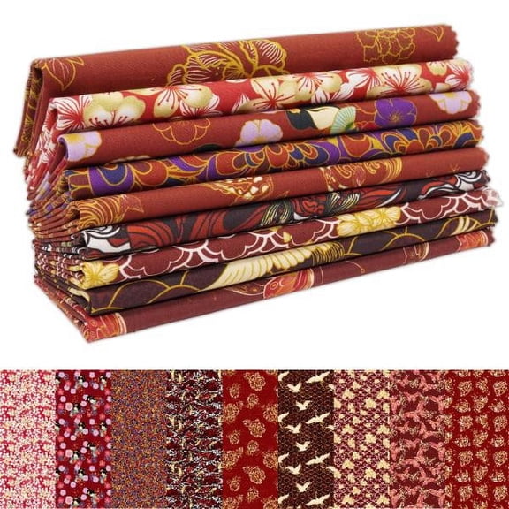 Soimoi 9Pcs Cotton Fabric Bundles 18 x 22 Inch, Quilting Patchwork Squares Sewing Fabrics for DIY Handmade Crafting Home Decor, Fat Quarters Fabric Pre-Cut Quilt Squares