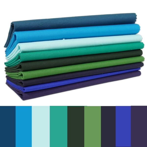 Soimoi 9Pcs Fat Quarter Bundle 100% Cotton Solid Fabric, DIY Making Supplies Quilting Patchwork Fabric, Fabric For Quilting Patchwork Cushions Cotton Fabric for Patchwork 18" x 22" - Ocean Breeze