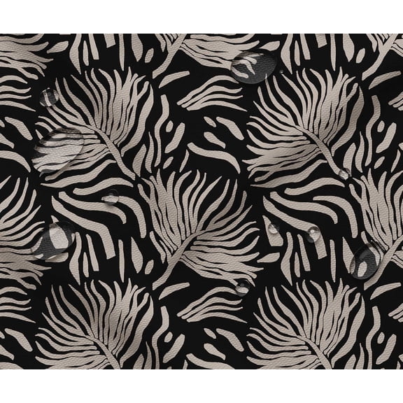 Soimoi Abstract Theme Waterproof Fabric | Outdoor Material by the Yard | Tear-Resistant, UV Safe | Great for Bags, Rainwear, Covers & Curtains, Awning Cover Cloth - Black