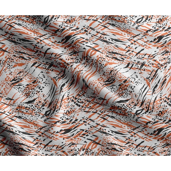 Soimoi Animal Skin Printed, Japan Crepe Satinfabric By The Yard - 54 Inch Widedecorative Sewing Fabric For Dresses, Kimonos, Gowns - White