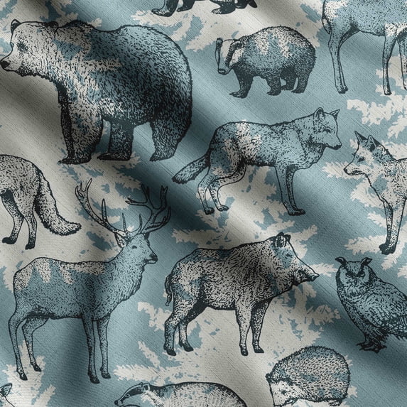 Soimoi Animals Print, Velvet Fabric, Decor Sewing Fabric by The Yard 54 Inch Wide,Decorative Fabric for Upholstery and Home Accents, Blue