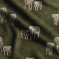thumbnail image 1 of Soimoi Animals Printed, Japan Crepe SatinFabric, by The Yard 54 Inch Wide, Decorative Sewing Fabric for Dresses Kimonos Gowns, Olive Green, 1 of 5