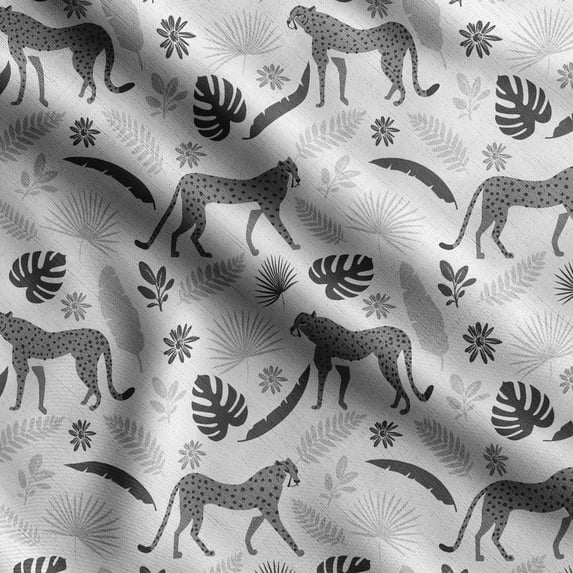 Soimoi Animals Printed, Poly Canvas Fabric, Decor Sewing Fabric by The Yard 56 Inch Wide,Decorative Fabric for Curtains Tote Bags, Gray