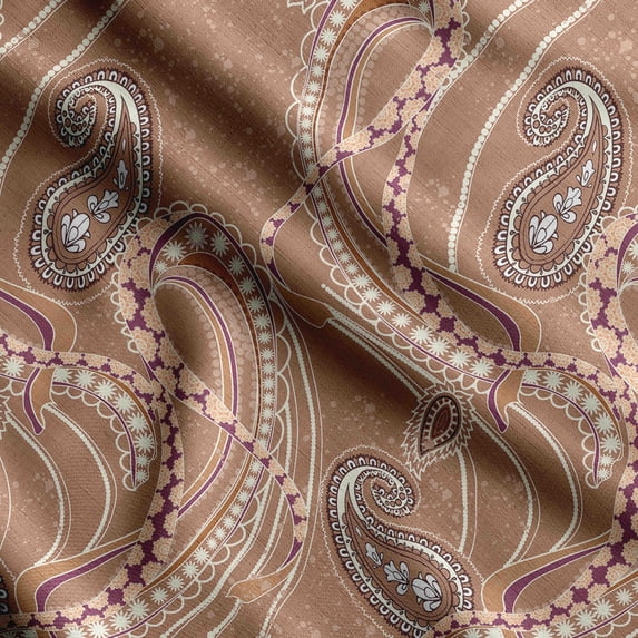 Soimoi Asian Paisley Print,Cotton Cambric, Quilting Fabric Sold by The Yard 42 Inch Wide, Medium Weight Cotton Fabric, SewingSupplies,Brown