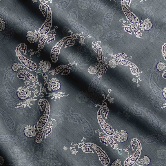Soimoi Asian Paisley Printed,Cuddle Minky Fabric, Sewing Fabric by The Yard 56 Inch Wide,Decorative Plush Soft Fabric, Baby Garments, Toys and Blankets, Teal Blue