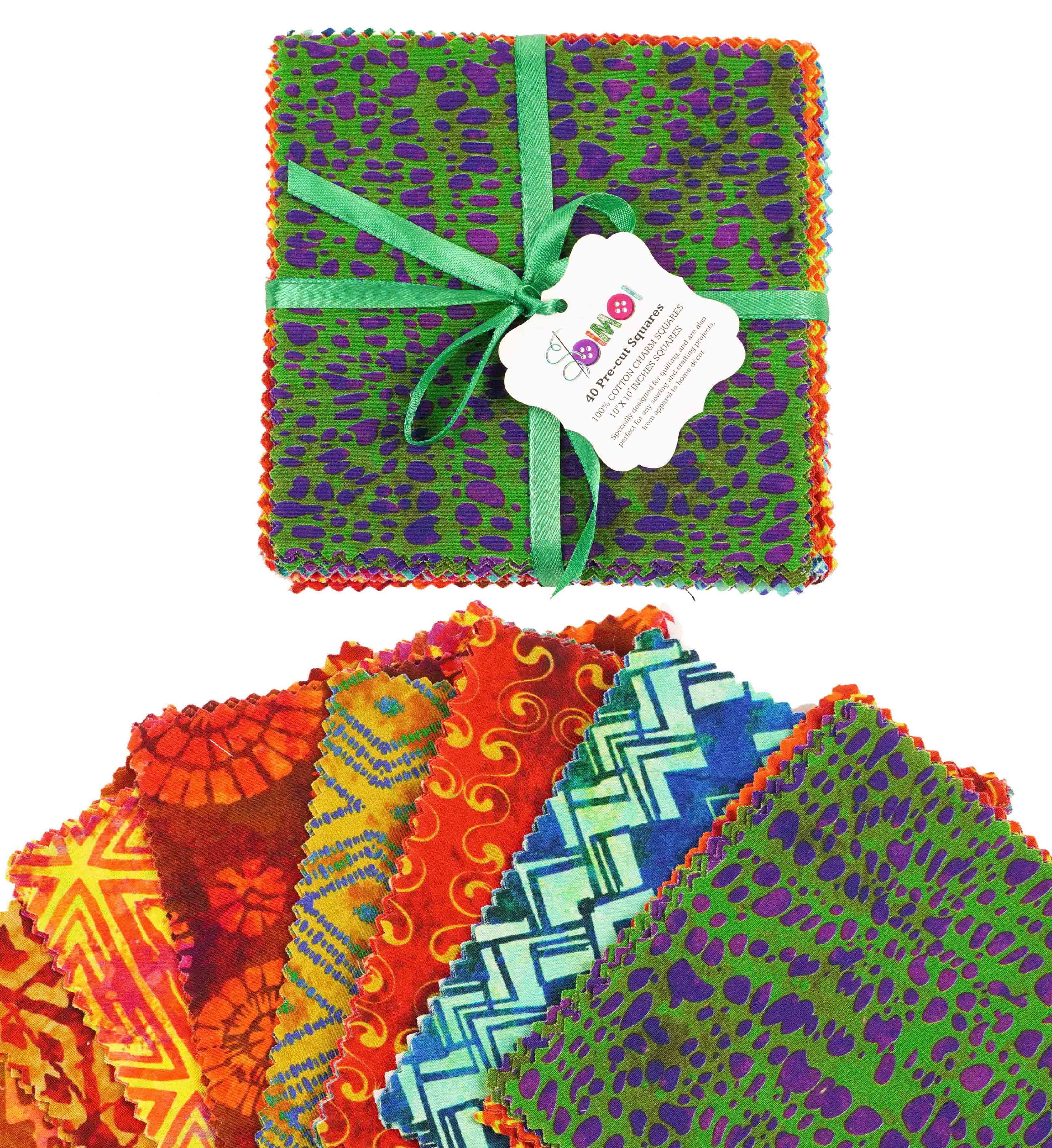 Soimoi Batik Print Precut 10-inch Cotton Fabric Quilting Squares Charm Pack DIY Patchwork Sewing Craft