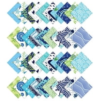 Soimoi Beach Ocean Print Precut 5-inch Cotton Fabric Quilting Squares Charm Pack DIY Patchwork Sewing Craft- Blue