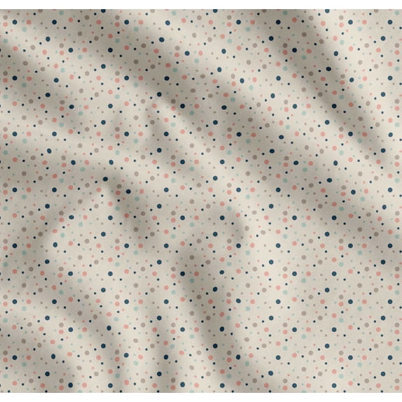 Soimoi Beige Cotton Cambric Fabric Polka Dots Print Fabric by the Yard 56 Inch Wide