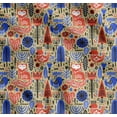 thumbnail image 1 of Soimoi Beige Cotton Cambric Fabric Tree & Fox Folk Art Decor Fabric Printed Yard 42 Inch Wide, 1 of 7