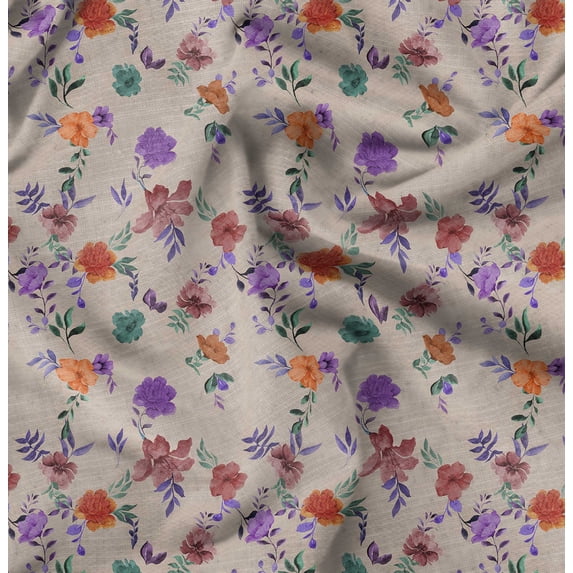 Soimoi Beige Fabric - By the Yard - 54 Inch Wide - Florals Print Fabric - Elegant and Timeless Patterns for Fashion and Home Decor Printed Fabric