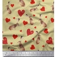 thumbnail image 1 of Soimoi Beige Georgette Viscose Fabric Bunny & Heart Printed Craft Fabric by the Yard 42 Inch Wide, 1 of 3