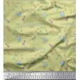 thumbnail image 1 of Soimoi Beige Heavy Canvas Fabric Text & Bird Kids Print Fabric by the Yard 58 Inch Wide, 1 of 3