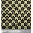 thumbnail image 1 of Soimoi Beige Rayon Fabric Black Sketch Floral Printed Fabric 1 Yard 56 Inch Wide, 1 of 3