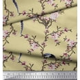 thumbnail image 1 of Soimoi Beige Rayon Fabric Floral & Paradise Whydah Bird Fabric Prints By Yard 42 Inch Wide, 1 of 3