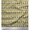 thumbnail image 1 of Soimoi Beige Viscose Chiffon Fabric Flower & Rabbit Folk Art Decor Fabric Printed Yard 42 Inch Wide, 1 of 3