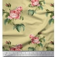 thumbnail image 1 of Soimoi Beige Viscose Chiffon Fabric Leaves & Rose Floral Decor Fabric Printed Yard 42 Inch Wide, 1 of 3