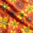 thumbnail image 1 of Soimoi Bird & Flowers Print, Poly Taffeta Fabric, Decor Sewing Fabric by The Yard 56 Inch Wide, Decorative Fabric for Outdoor Upholstery, Umbrellas and Home Accents, Yellow & Orange, 1 of 5