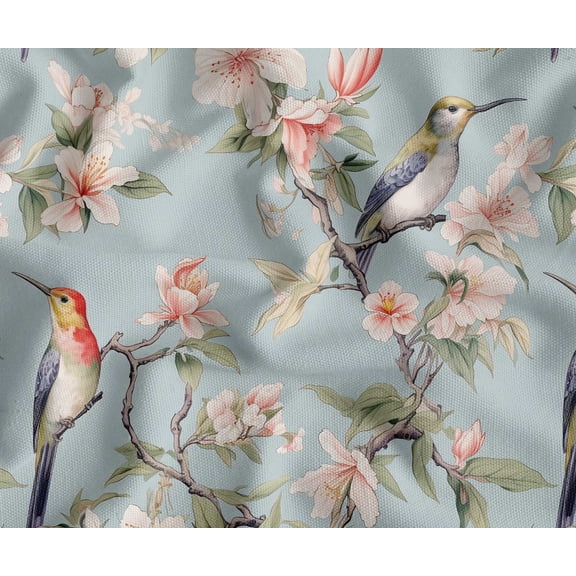 Soimoi Bird Pattern Outdoor Fabric by 3 Yard, 56" Wide Water-Resistant Upholstery Material for Chairs, Cushions & DIY Projects, Blue