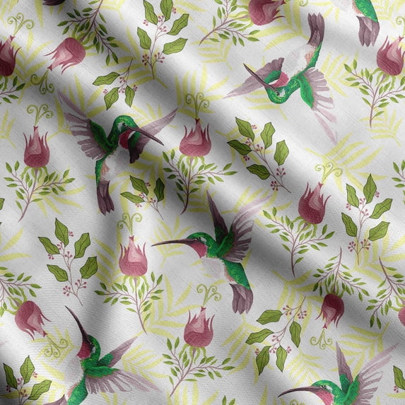 Soimoi Bird Print Poly Taffeta Fabric Decor Sewing Fabric By The Yard 56 Inch Wide Decorative Fabric For Outdoor Upholstery Umbrellas And Home Accents Yellow