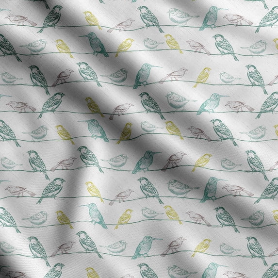 Soimoi Bird Print, Silk Fabric Decor Sewing Fabric By The Yard- 42 Inch WideDecorative Fabric For Shirts, Suits, Ties-White