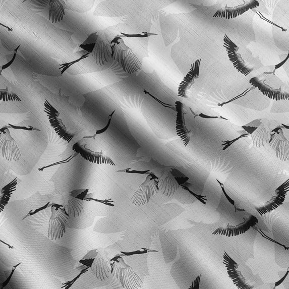 Soimoi Bird Printed, Cotton Satin Spandex Sewing Fabric By The Yard- 54 Inch WideDecorative Fabric For Dresses And Home Accents-Gray