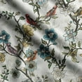 thumbnail image 1 of Soimoi Birds Printed, Cotton Satin Spandex, Sewing Fabric by The Yard 54 Inch Wide, Decorative Fabric for Dresses and Home Accents, Blue, 1 of 5