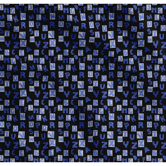 Soimoi Black Cotton Cambric Fabric Alphabet Text Fabric Prints By Yard 58 Inch Wide