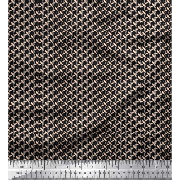 Soimoi Black Cotton Cambric Fabric Chain Geometric Print Sewing Fabric Yard 42 Inch Wide