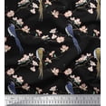 thumbnail image 1 of Soimoi Black Cotton Cambric Fabric Floral & Paradise Whydah Bird Print Sewing Fabric Yard 58 Inch Wide, 1 of 3