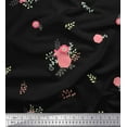 thumbnail image 1 of Soimoi Black Cotton Cambric Fabric Leaves & Pink Floral Print Fabric by The Yard 56 Inch Wide, 1 of 1