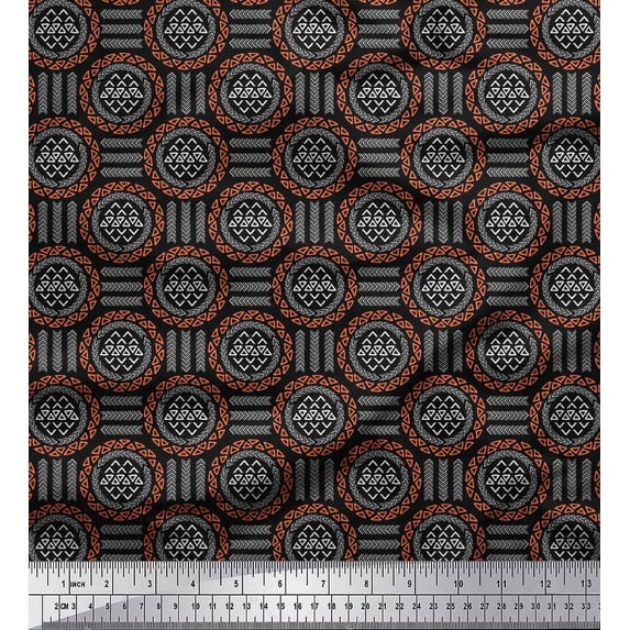 Soimoi Black Cotton Duck Fabric Arrow & Triangle Geometric Decor Fabric Printed Yard 42 Inch Wide