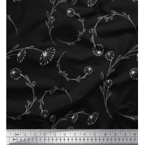 Soimoi Black Cotton Duck Fabric Artistic Floral Fabric Prints By Yard 44 Inch Wide