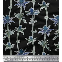 Soimoi Black Cotton Duck Fabric Artistic Floral Print Fabric by Yard 42 Inch Wide