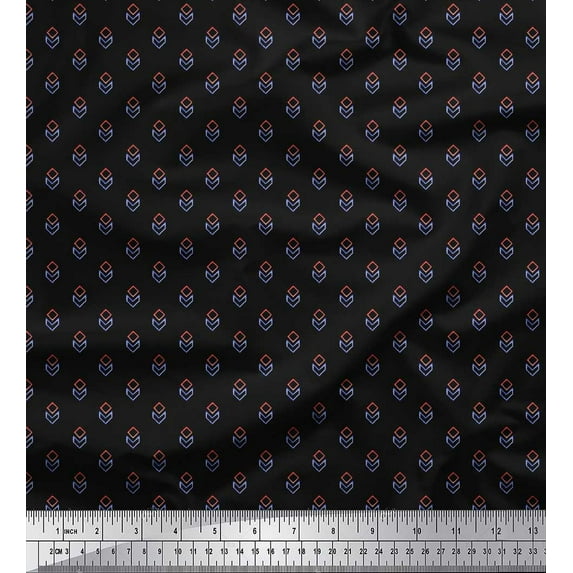 Soimoi Black Cotton Duck Fabric Artistic Geometric Print Fabric by the Yard 42 Inch Wide