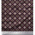 thumbnail image 1 of Soimoi Black Cotton Duck Fabric Aster & Roses Damask Print Sewing Fabric Yard 42 Inch Wide, 1 of 3