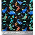 thumbnail image 1 of Soimoi Black Cotton Duck Fabric Balloon & Dinosaur Kids Print Sewing Fabric Yard 42 Inch Wide, 1 of 3