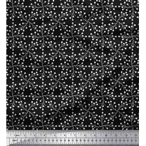 Soimoi Black Cotton Duck Fabric Berries Fruits Print Fabric by the Yard 42 Inch Wide