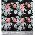 thumbnail image 1 of Soimoi Black Cotton Duck Fabric Bird,Leaves & Flower Floral Print Fabric by Yard 42 Inch Wide, 1 of 1