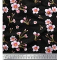 thumbnail image 1 of Soimoi Black Cotton Duck Fabric Blossom Floral Printed Fabric 1 Yard 42 Inch Wide, 1 of 3