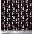 thumbnail image 1 of Soimoi Black Cotton Duck Fabric Bottle & Wine Glass Bar Print Sewing Fabric Yard 42 Inch Wide, 1 of 3