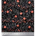 thumbnail image 1 of Soimoi Black Cotton Duck Fabric Branch & Red Berries Fruits Print Fabric by the Yard 42 Inch Wide, 1 of 3