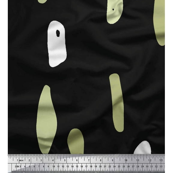 Soimoi Black Cotton Duck Fabric Brush Stroke Abstract Printed Fabric 1 Yard 42 Inch Wide