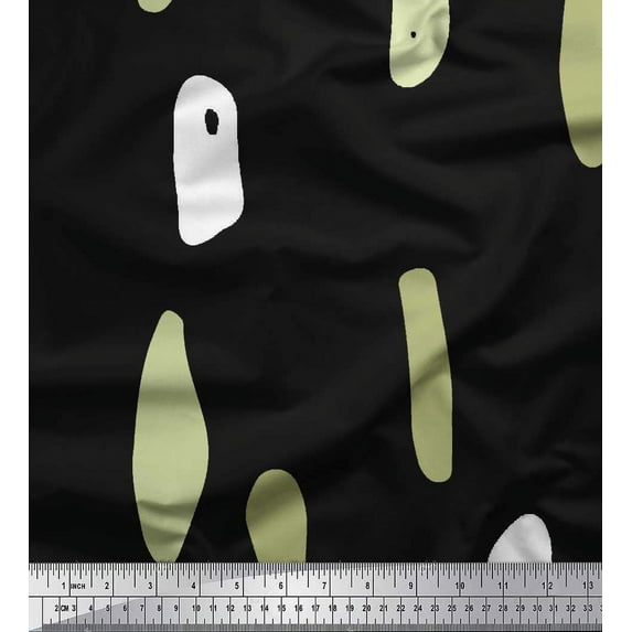 Soimoi Black Cotton Duck Fabric Brush Stroke Abstract Printed Fabric 1 Yard 42 Inch Wide