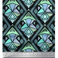 thumbnail image 1 of Soimoi Black Cotton Duck Fabric Diamond & Triangle Geometric Printed Craft Fabric by the Yard 42 Inch Wide, 1 of 3