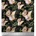 thumbnail image 1 of Soimoi Black Cotton Duck Fabric Dinosaurs & Leaves Kids Printed Craft Fabric by the Yard 42 Inch Wide, 1 of 3