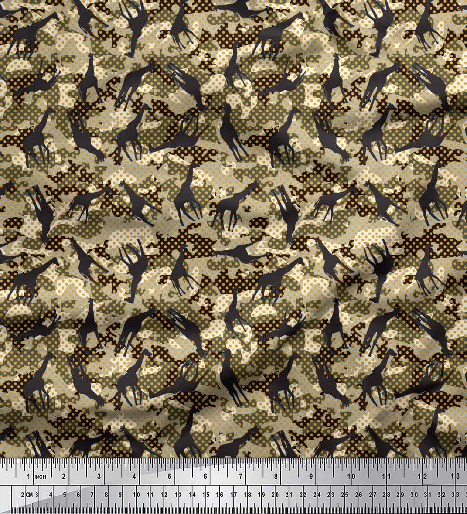 Soimoi Black Cotton Duck Fabric Dot,Camouflage Texture & Giraffe Animal ...