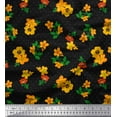 thumbnail image 1 of Soimoi Black Cotton Duck Fabric Dot,Leaves & Buttercup Floral Print Sewing Fabric Yard 42 Inch Wide, 1 of 1