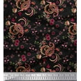 thumbnail image 1 of Soimoi Black Cotton Duck Fabric Floral & Paisley Printed Fabric 1 Yard 42 Inch Wide, 1 of 1