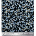 thumbnail image 1 of Soimoi Black Cotton Duck Fabric Forget Me Not Bush Floral Print Fabric By the Yard 44 Inch Wide, 1 of 3